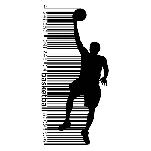 Silhouette d'un joueur de basket et code à barres . — Image vectorielle