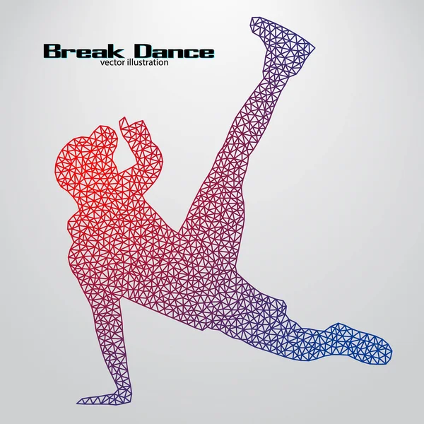 Silhouette eines Breakdancers aus Dreiecken — Stockvektor