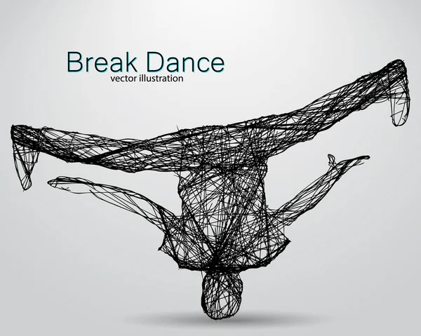 Silhouette einer Breakdancerin. — Stockvektor