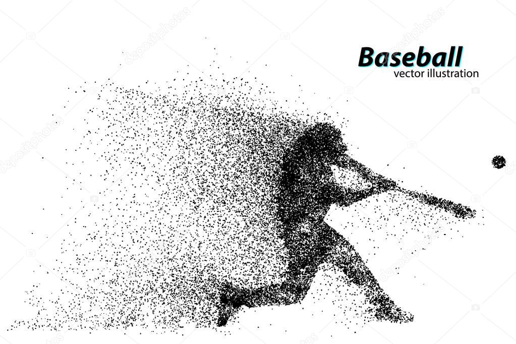 Silhouette of a baseball player from particle. Text on a separate layer, color can be changed in one click