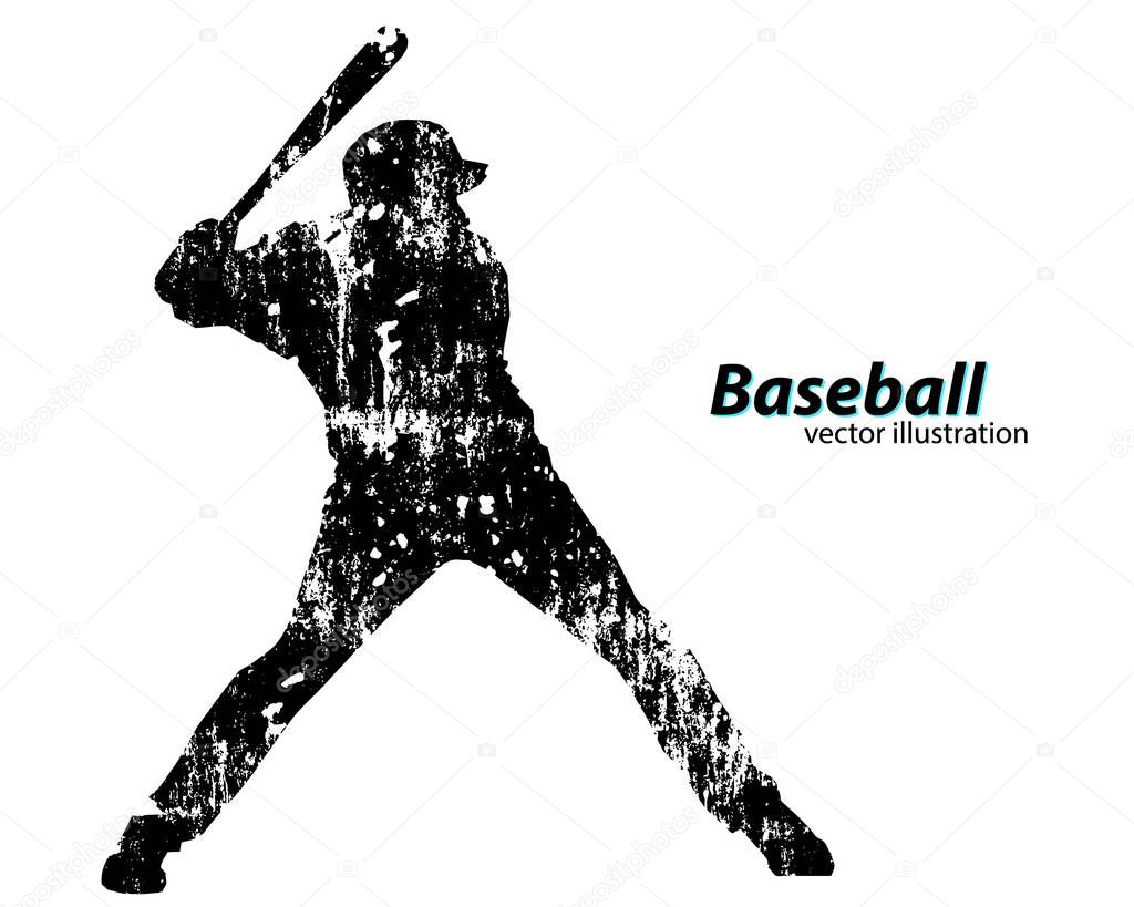 Silhouette of a baseball player. Text on a separate layer, color can be changed in one click