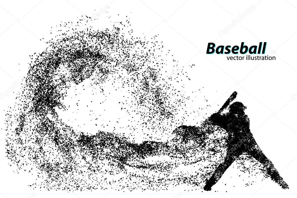 Silhouette of a baseball player from particle. Text on a separate layer, color can be changed in one click