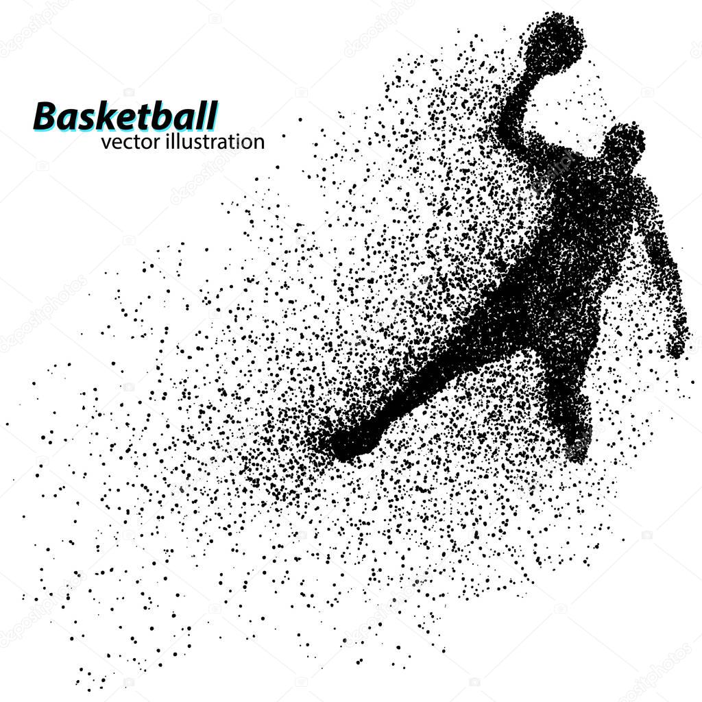 Basketball player from particles. Background and text on a separate layer, color can be changed in one click. Basketball abstract