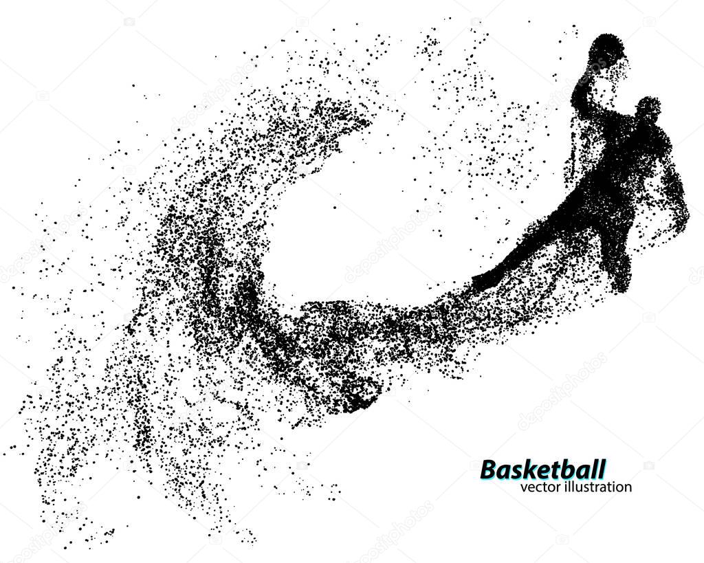 Basketball player from particles. Background and text on a separate layer, color can be changed in one click. Basketball abstract