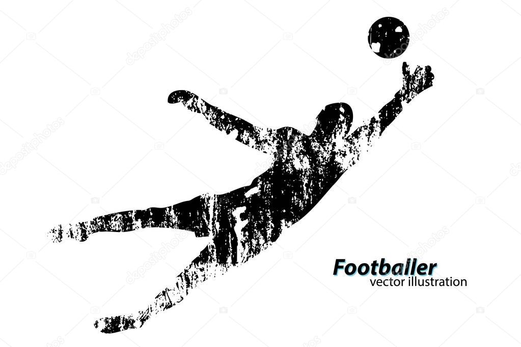 Silhouette of a football player. Text and background on a separate layer, color can be changed in one click.
