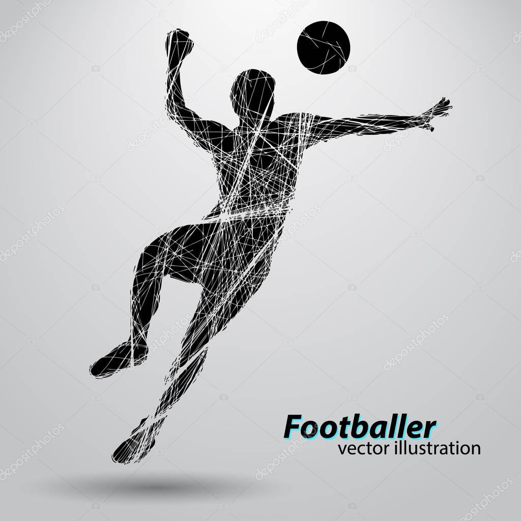 Silhouette of a football player. Text and background on a separate layer, color can be changed in one click.