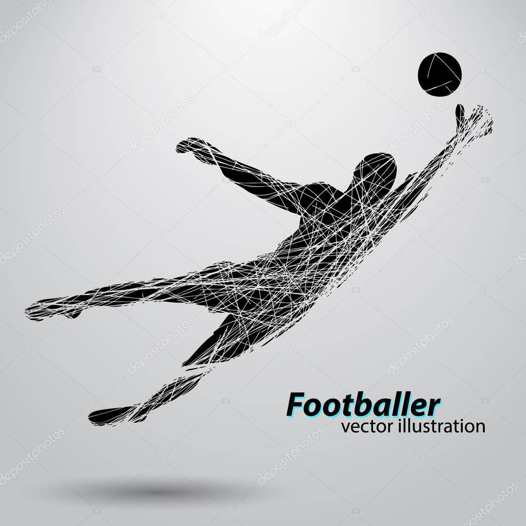 Silhouette of a football player. Text and background on a separate layer, color can be changed in one click.