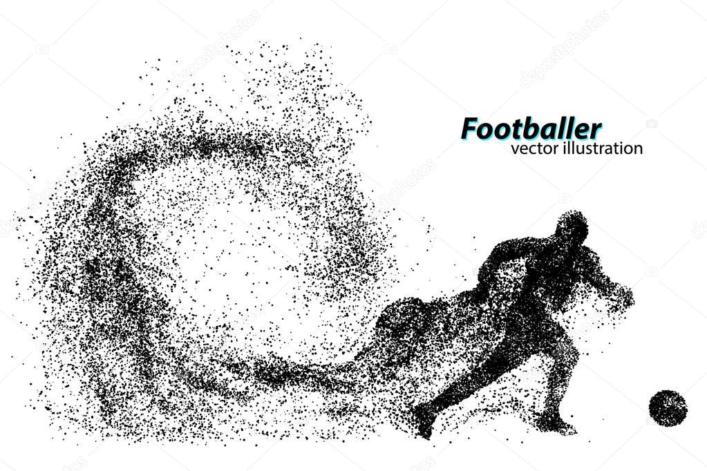 Silhouette of a football player from particles. Text and background on a separate layer, color can be changed in one click.