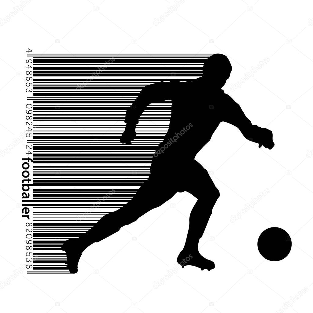 Silhouette of a football player. Text and background on a separate layer, color can be changed in one click.