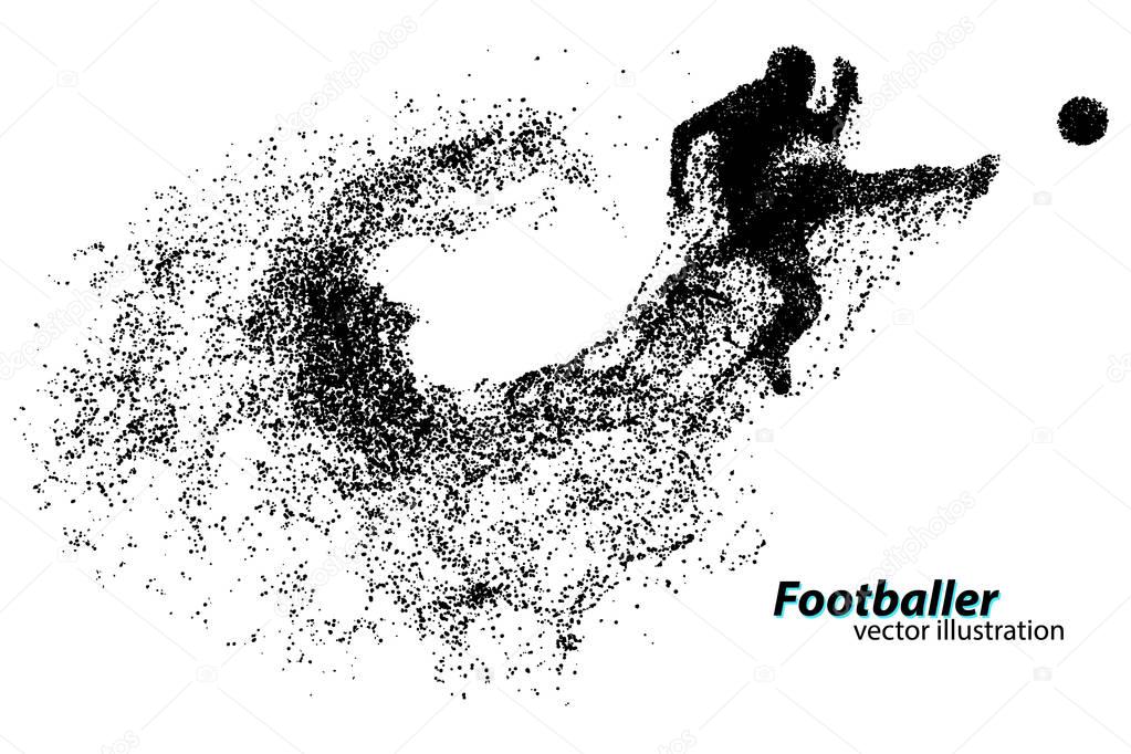 Silhouette of a football player from particles. Text and background on a separate layer, color can be changed in one click.