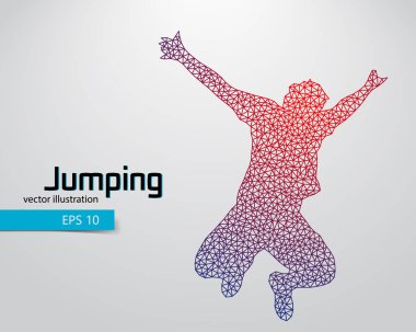 Üçgen bir atlama adam silüeti.