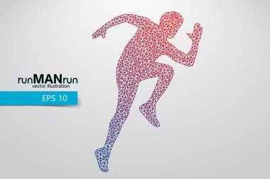 Üçgen çalışan bir adam silüeti.