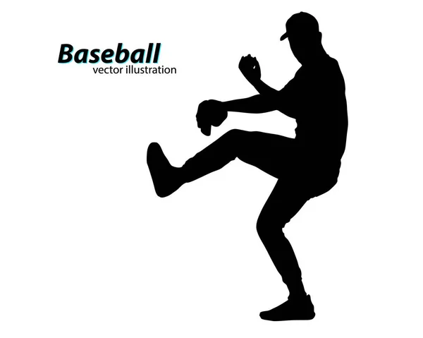 Silhouette d'un joueur de baseball — Image vectorielle