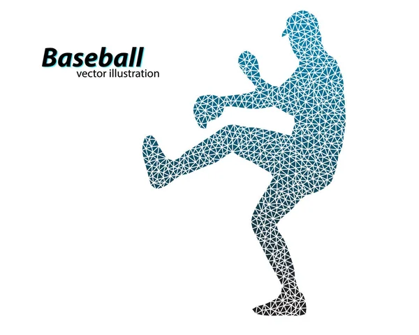 Silhouette eines Baseballspielers aus dem Dreieck. — Stockvektor