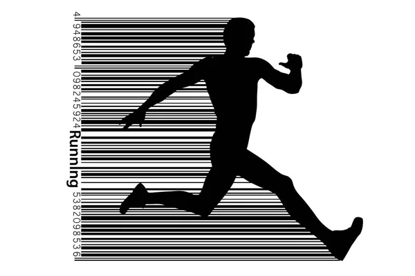 Silhouette d'un running man et code à barres . — Image vectorielle