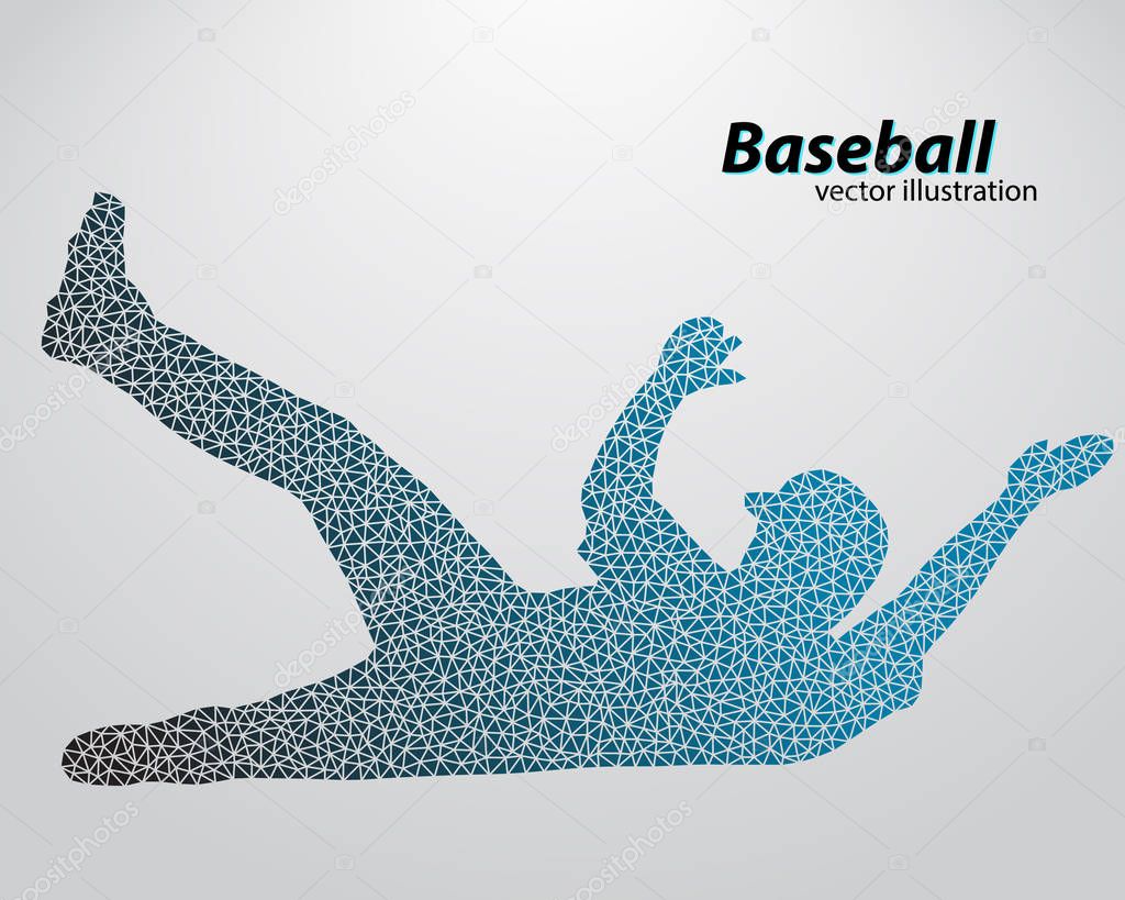 Silhouette of a baseball player from triangle. Text on a separate layer, color can be changed in one click