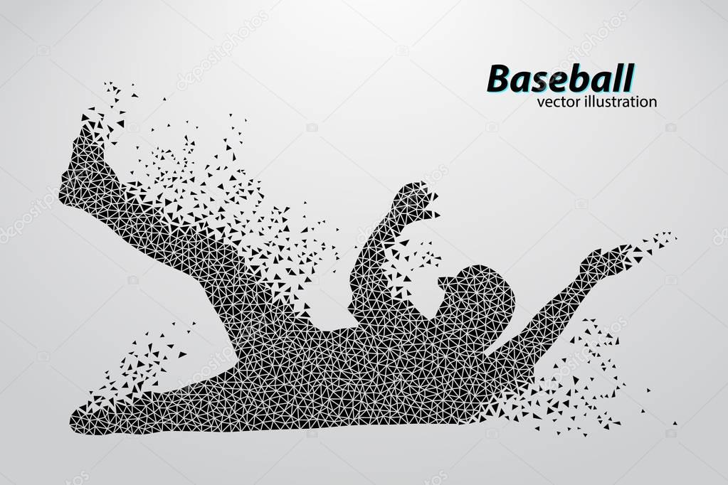 Silhouette of a baseball player from triangle. Text on a separate layer, color can be changed in one click