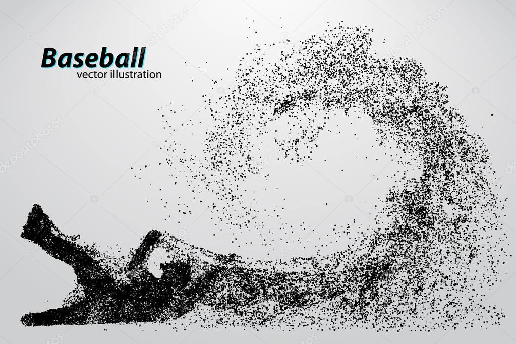 Silhouette of a baseball player from particle. Text on a separate layer, color can be changed in one click