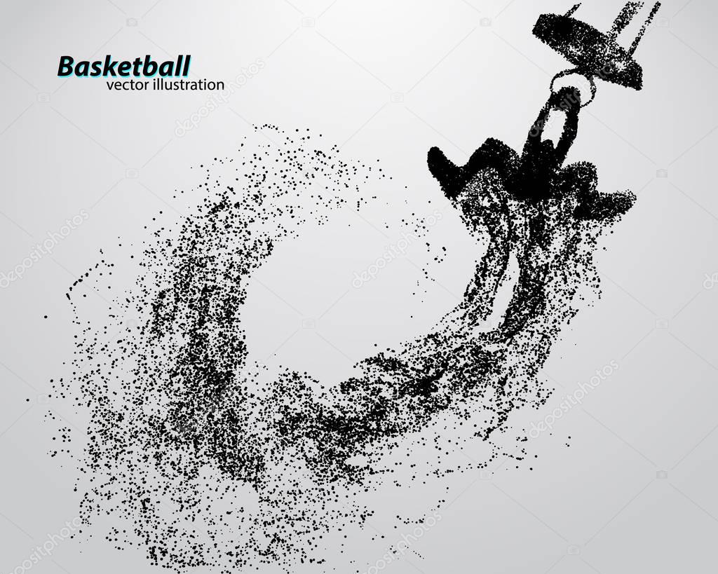 Basketball player from particles. Background and text on a separate layer, color can be changed in one click. Basketball abstract