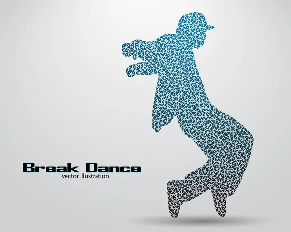 Sziluettjét a break táncos a háromszögek — Stock Vector