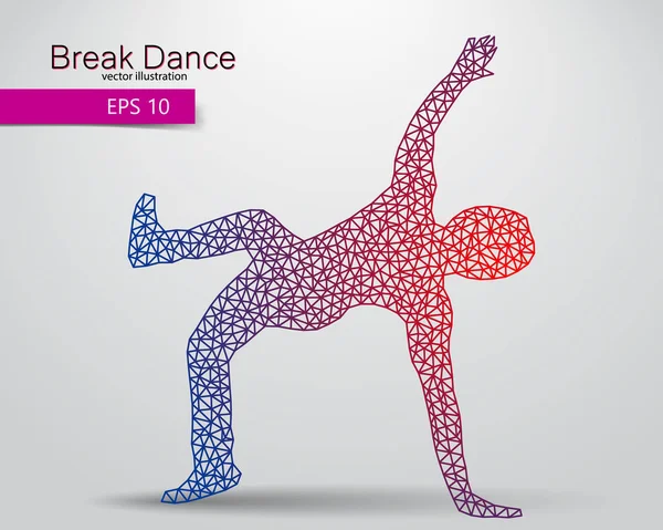 Silhouette eines Breakdancers aus Dreiecken. — Stockvektor