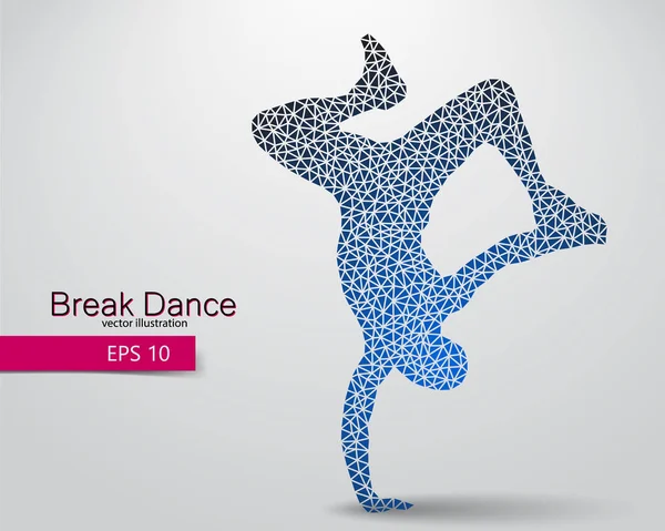Silhouette d'un break danseur à partir de triangles . — Image vectorielle