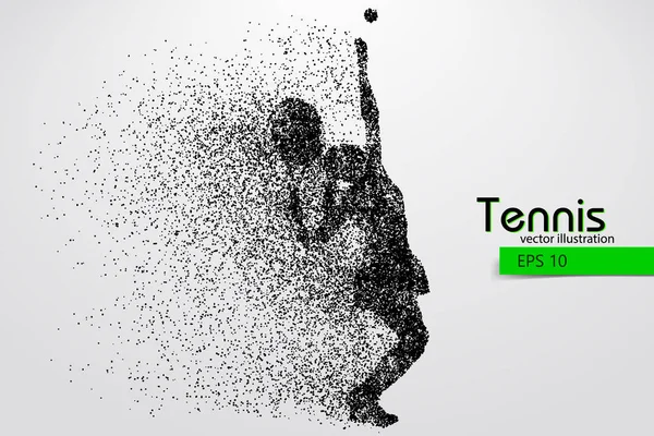 Silhouette d'un joueur de tennis à partir de particules . — Image vectorielle
