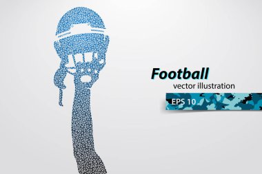 bir futbol kask ve üçgen elden silüeti. Rugby.