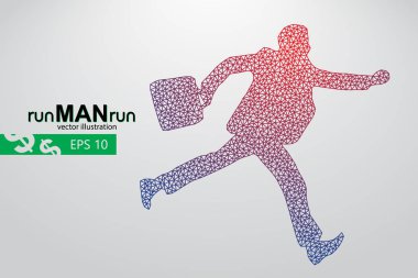 İş adamı siluet üzerinden üçgen.
