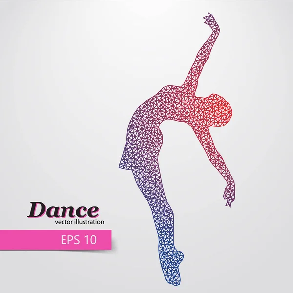 Silhouette eines tanzenden Mädchens aus dem Dreieck. Tänzerin — Stockvektor