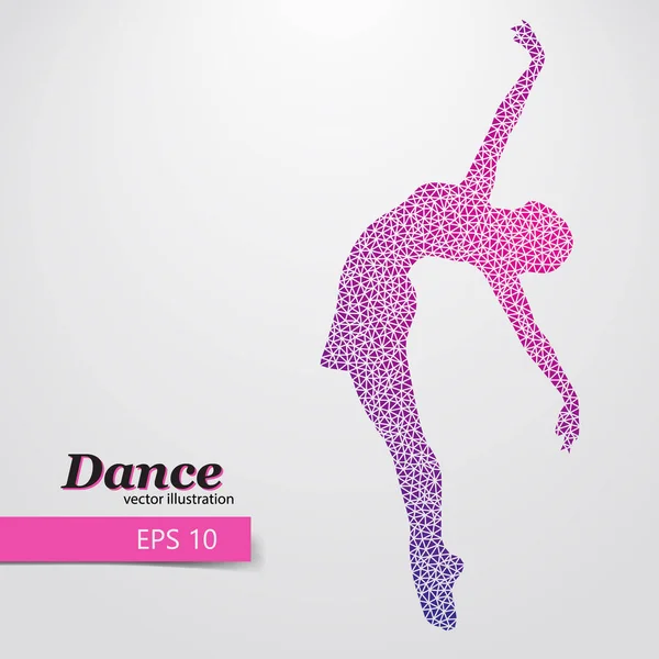 Silhouette eines tanzenden Mädchens aus dem Dreieck. Tänzerin — Stockvektor