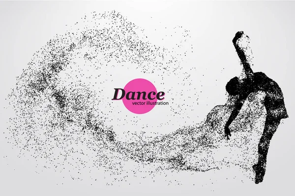 Σιλουέτα του ένα κορίτσι που χορεύει από σωματίδιο. Γυναίκα χορεύτρια. — Διανυσματικό Αρχείο
