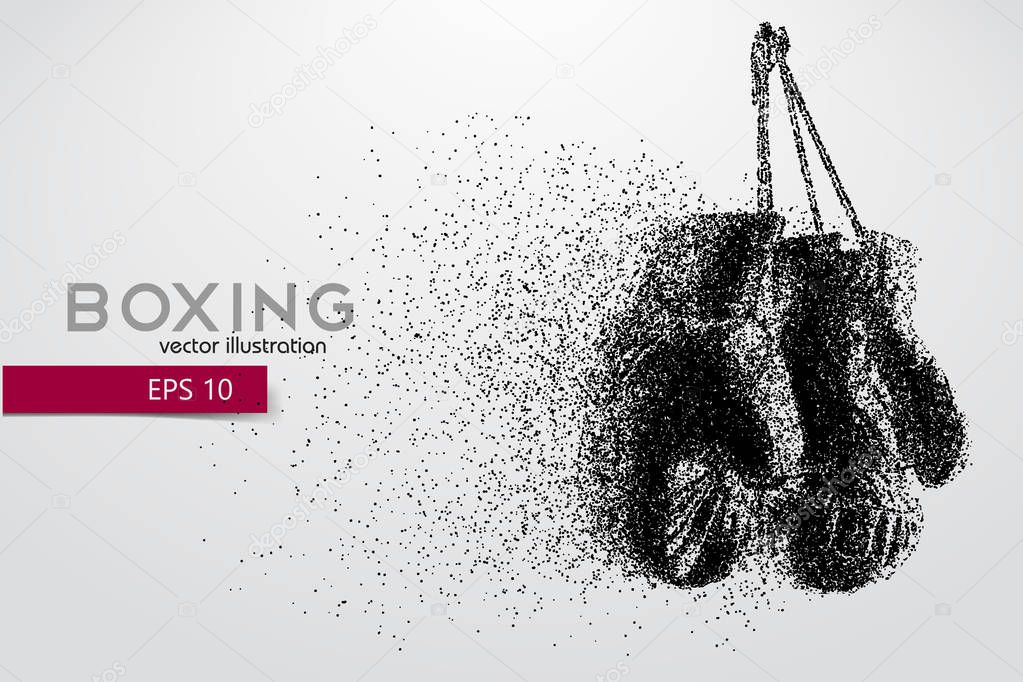 Boxing gloves from particles. Background and text on a separate layer, color can be changed in one click. Boxer. Boxing. Boxer silhouette
