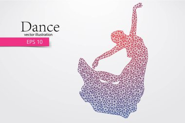 Üçgen bir dans eden kız silüeti. Dansçı kadın