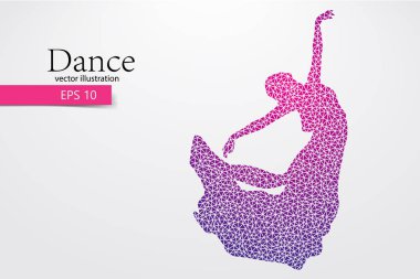 Üçgen bir dans eden kız silüeti. Dansçı kadın