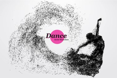 Parçacık bir dans eden kız silüeti. Dansçı kadın.