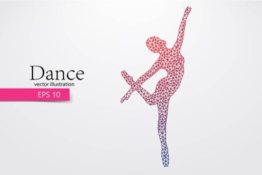 Üçgen bir dans eden kız silüeti. Dansçı kadın