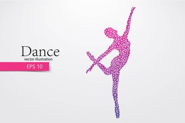 Üçgen bir dans eden kız silüeti. Dansçı kadın