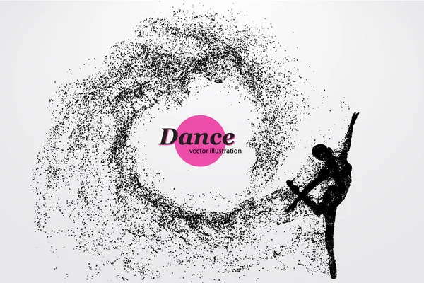 跳舞的女孩从粒子的轮廓。舞者的女人. — 图库矢量图片