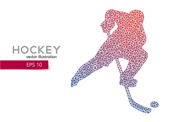 Silhouette eines Hockeyspielers aus Dreiecken. — Stockvektor