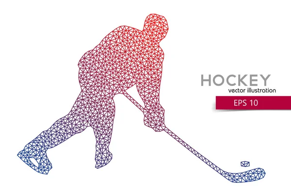 Silhouette eines Hockeyspielers aus Dreiecken. — Stockvektor