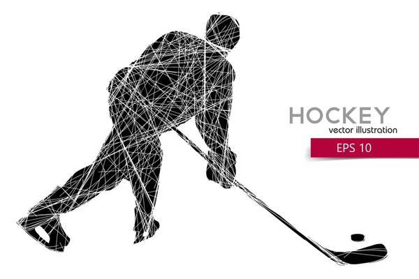 Silhouette eines Hockeyspielers. — Stockvektor