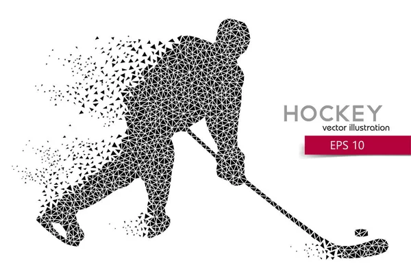 Silhouette eines Hockeyspielers aus Dreiecken. — Stockvektor