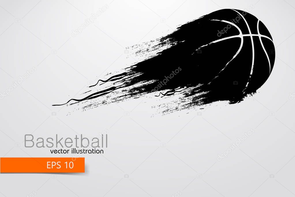 Silhouette of a basketball player. Background and text on a separate layer, color can be changed in one click. Vector illustration