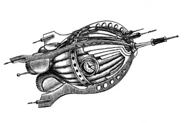 Steampunk roket. Vektör çizim
