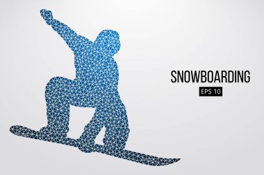 Atlama bir snowboard izole silüeti. Vektör çizim