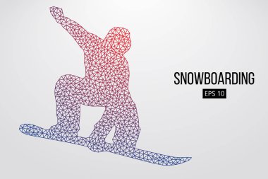 Atlama bir snowboard izole silüeti. Vektör çizim