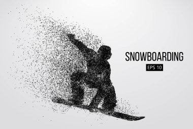 Atlama bir snowboard izole silüeti. Vektör çizim