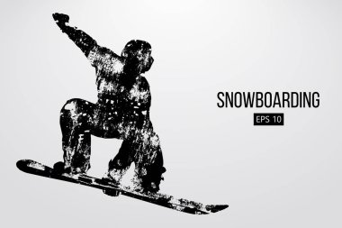 Atlama bir snowboard izole silüeti. Vektör çizim