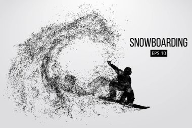 Atlama bir snowboard izole silüeti. Vektör çizim